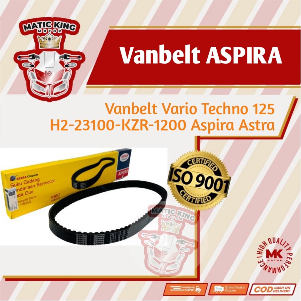 Vanbelt V belt Fanbelt Honda Vario 125 Techno old bohlam Aspira Astra Otoparts H2-23110-KZR-1200