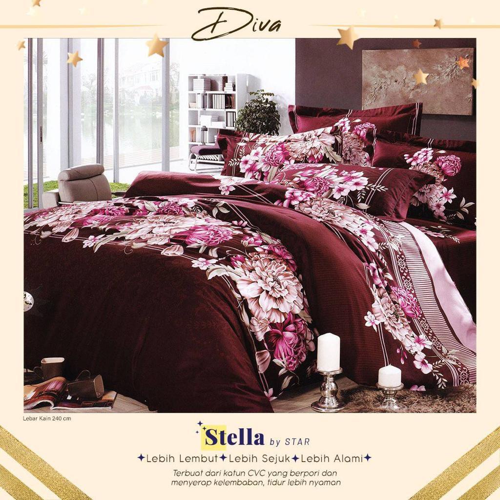Bedcover dan sprei set Star Bintang Kecil Merah Bunga