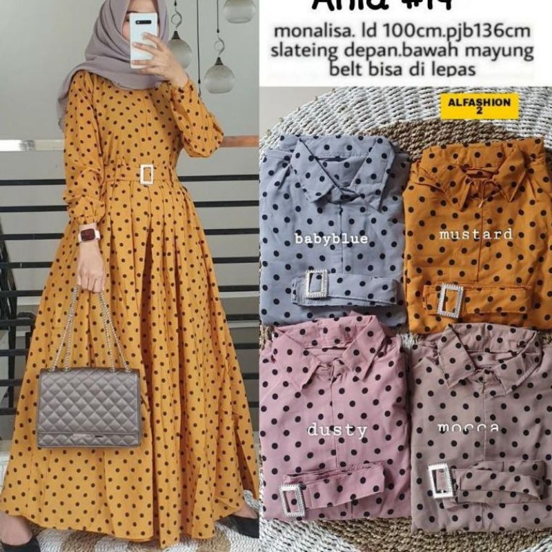 (COD) GAMIS  WANITA POLKADOT ANIA 14 MUSLIMAH PREMIUM || GAMIS POLKADOT WANITA ANIA 14