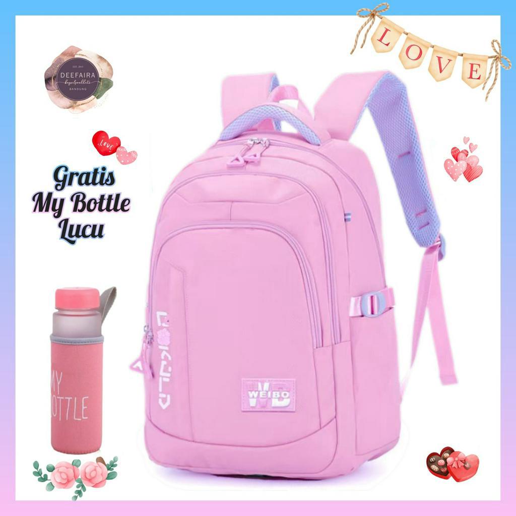 Tas Ransel Sekolah Anak Perempuan Model Wsb179 Free Botol Minum Lucu Untuk Sd Dan Smp