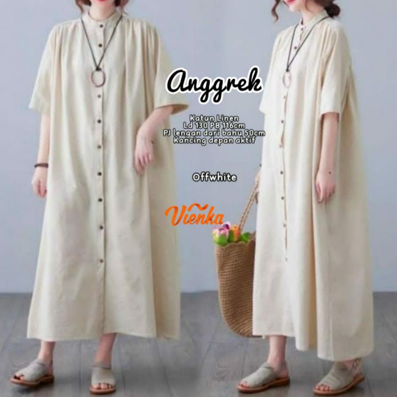 Anggrek midi dress katun linen jumbo LD 130