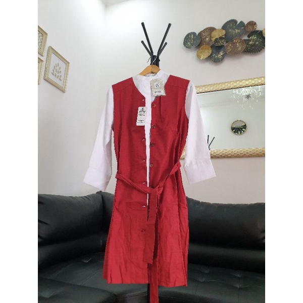 Overall midi / dreess / outer tunik midi maroon premium by le ROSETZ matahari