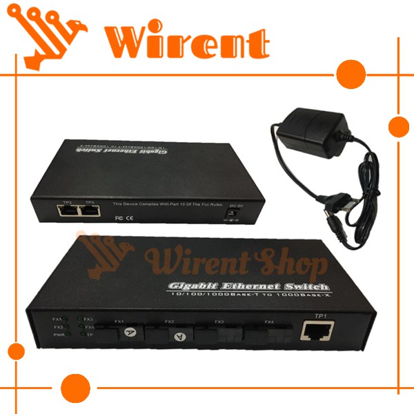 Media Converter Ethernet Fiber Switch FO 4 SC 3 LAN Gigabit