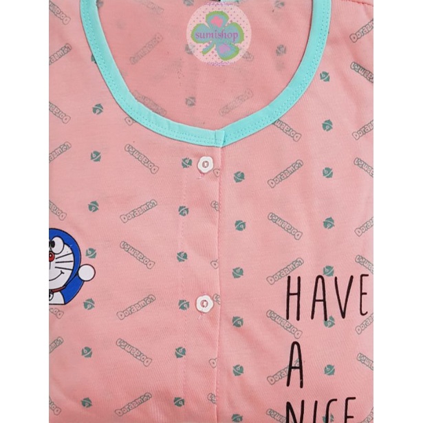 Piyama CP Kaos Dewasa (Kancing 5)-Doraemon PEACH