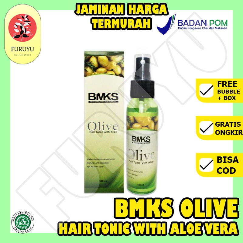 Hair Tonic Obat Rambut Rontok Rusak Bercabang Tonik Zaitun Aloe BMKS Olive Hair Tonic Original BPOM