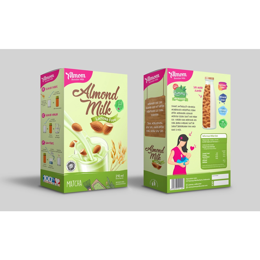 Almom Asi Booster Susu Almond Pelancar ASI  Ibu Menyusui 5 Sachet @40 Gram