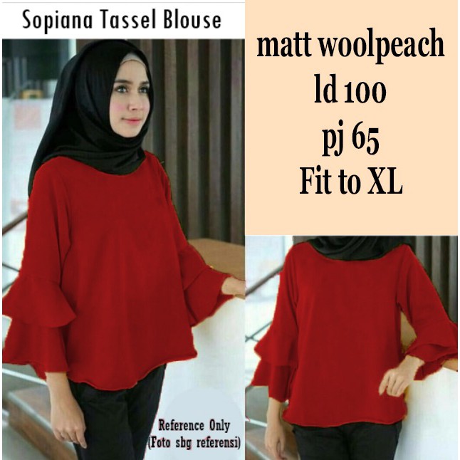 [Sopiana Varian Warna NI] Blouse Wanita Wollpeach Kuning/Tosca/Maroon/Pink/Navy