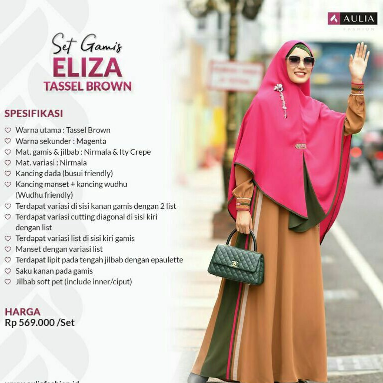 GAMIS AULIA FASHION TERBARU ORIGINAL ELIZA TASSEL BROWN BUSUI JUMBO COKLAT FUSHIA