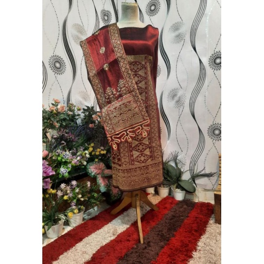 songket silungkang full kristal premium