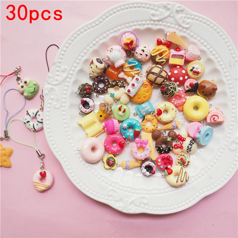 30pcs / set Kalung Rantai Dengan Liontin Es Krim Mini Untuk Wanita