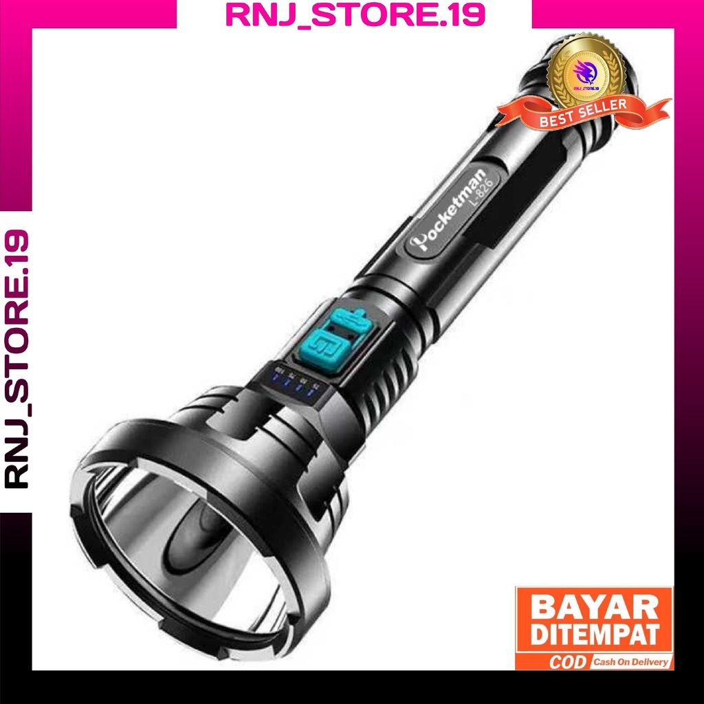 Lampu Senter Led 500 Lumens Super Terang/Lampu Senter Recharge/Lampu Senter Hiking Camping/Lampu Sen