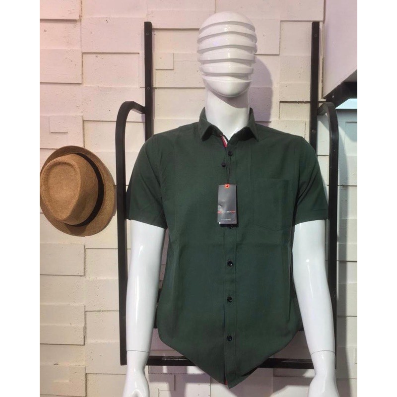 kemeja lengan pendek pria warna army katun premium original pogman