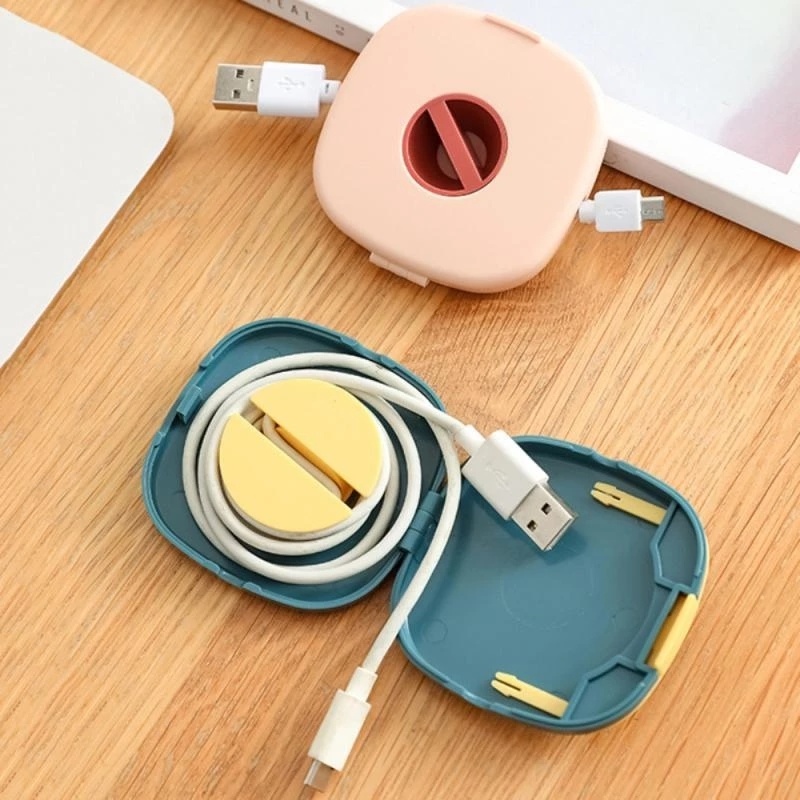 Multi Purpose Rotating Round Cable Container/ Portable Headphone Storage Box