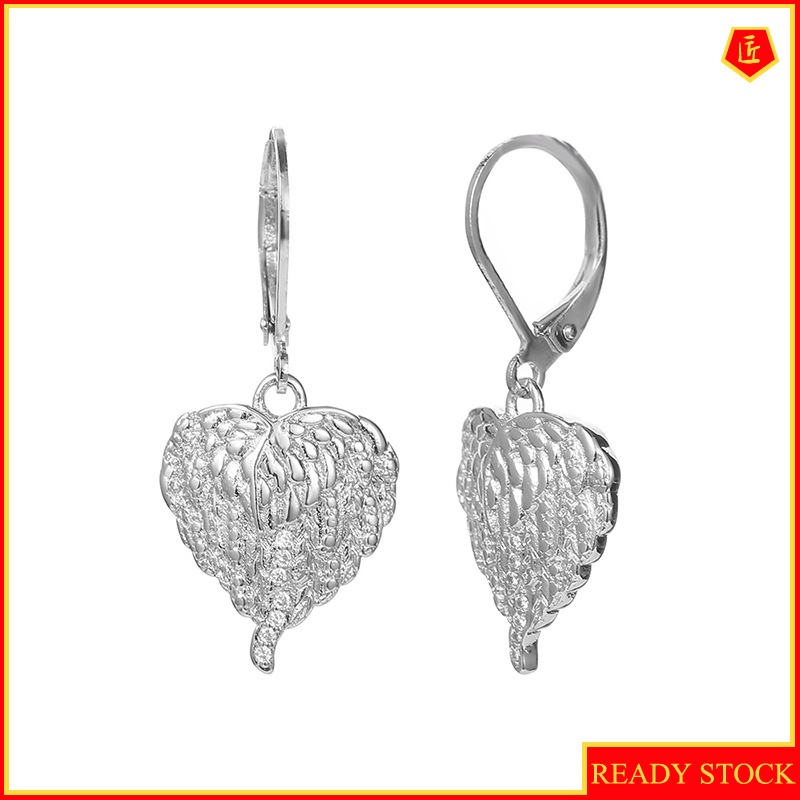 [Ready Stock]Luxury Diamond Heart-Shaped Angel Wings Earrings