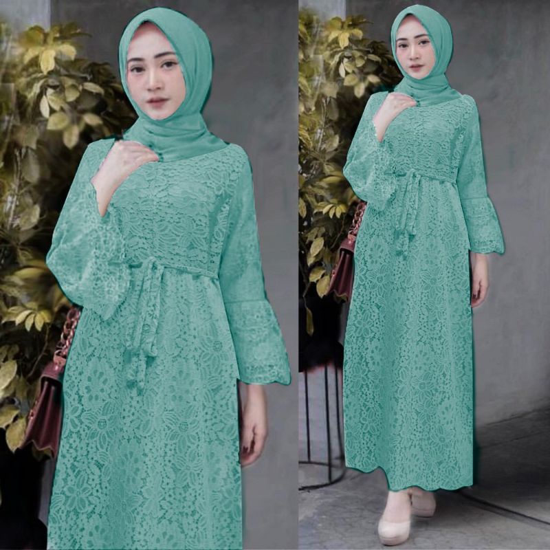 MAXI YASINA/GAMIS FULL BRUKAT/MAXI DRESS BRUKAT/GAMIS PESTA-Wardah