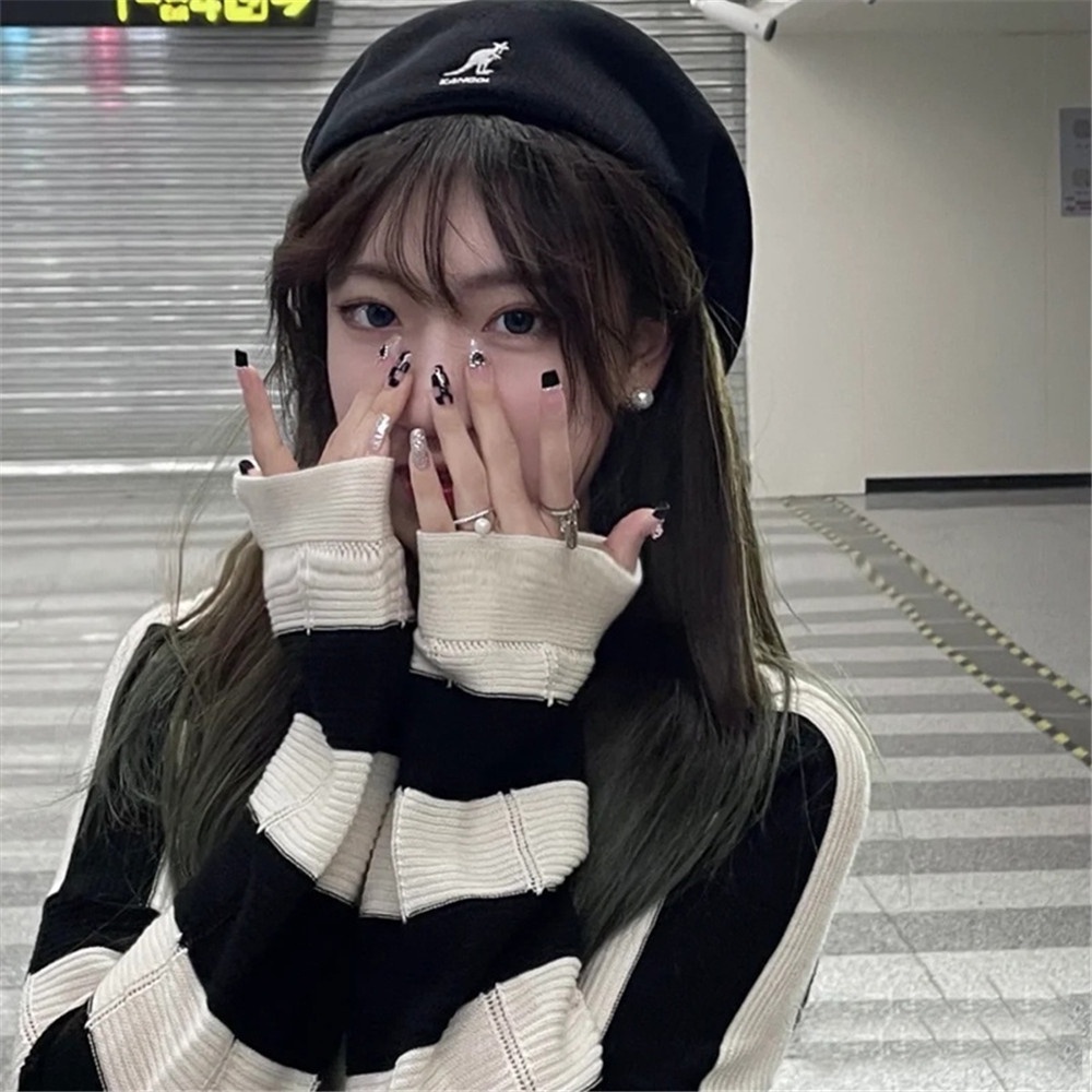 24 Pcs Patch Kuku Motif Kotak-Kotak Untuk Nail Art