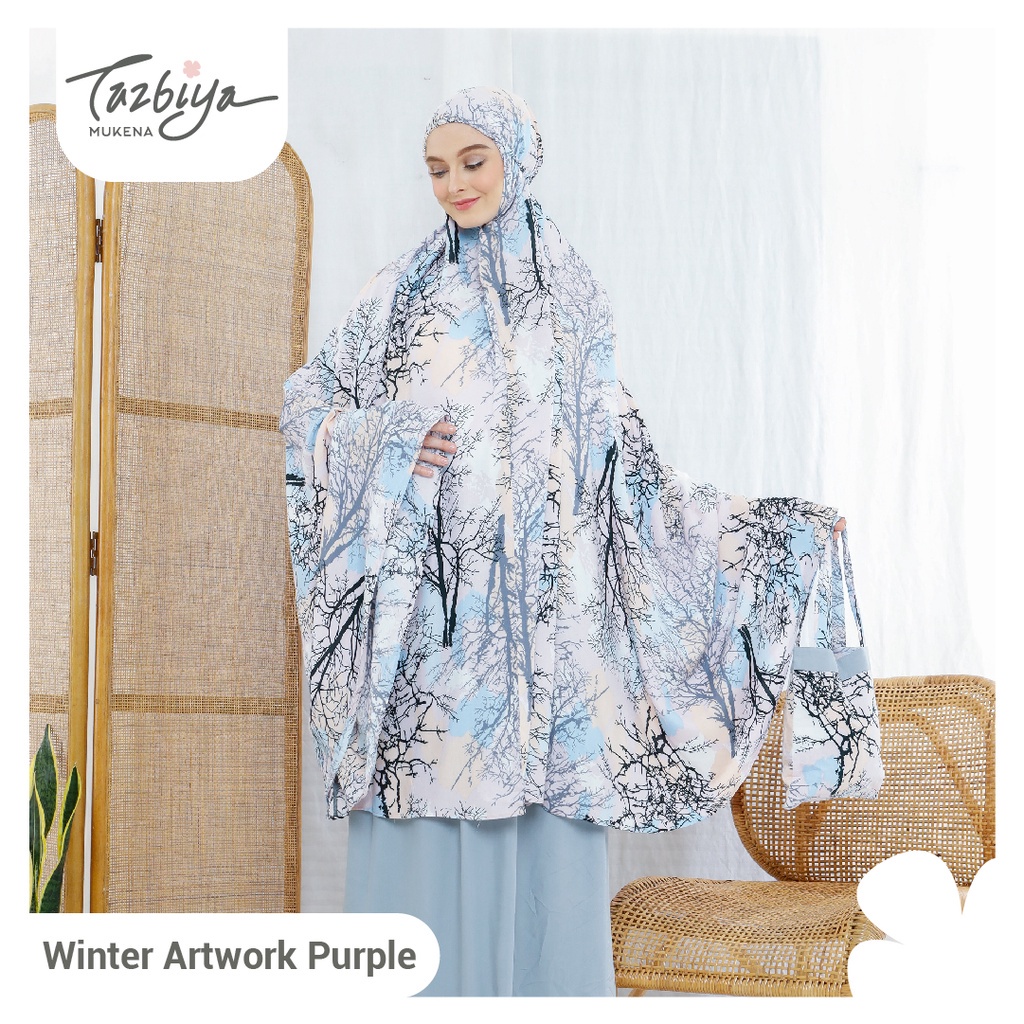 Jual Mukena Tazbiya Winter Artwork Purple Mukena Dewasa Jumbo Katun