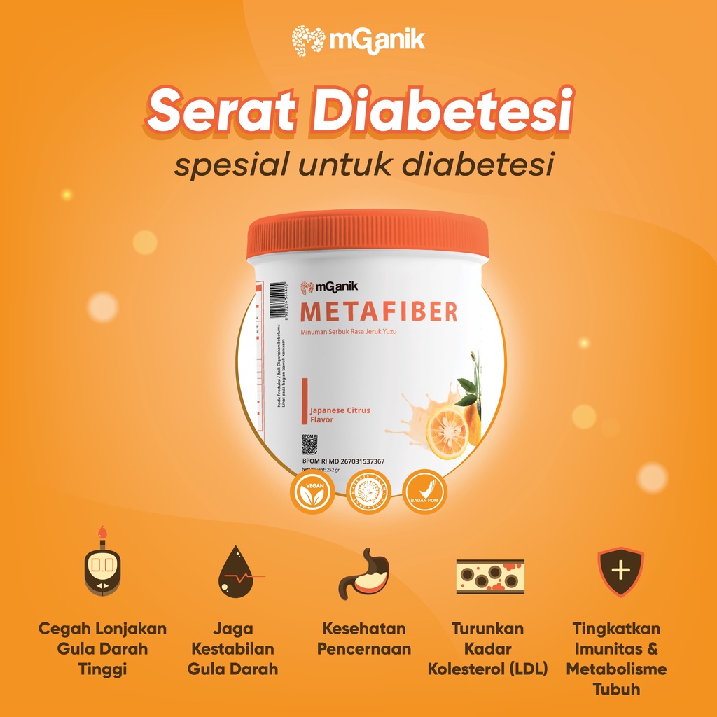 MGANIK METAFIBER 450 GRAM GR M GANIK META FIBER SUPLLEMEN DIABETES MULTIGRAIN