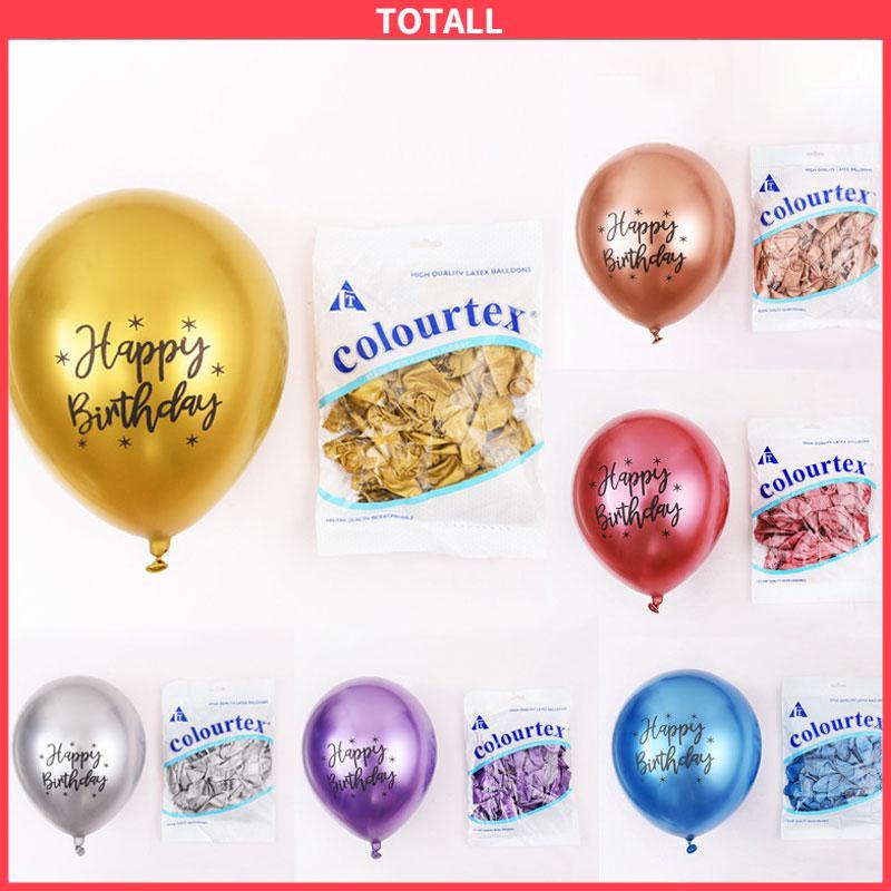 COD 12 inch chrome latex balloon print selamat ulang tahun balon logam dekorasi pesta ulang tahun-Totall