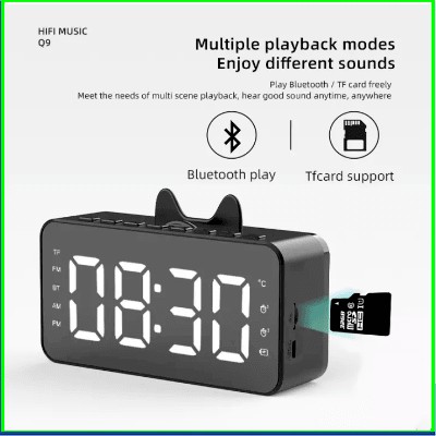 Foto Produk FLECO Q9 Speaker Bluetooth Jam Alarm FM Radio USB Memory Card