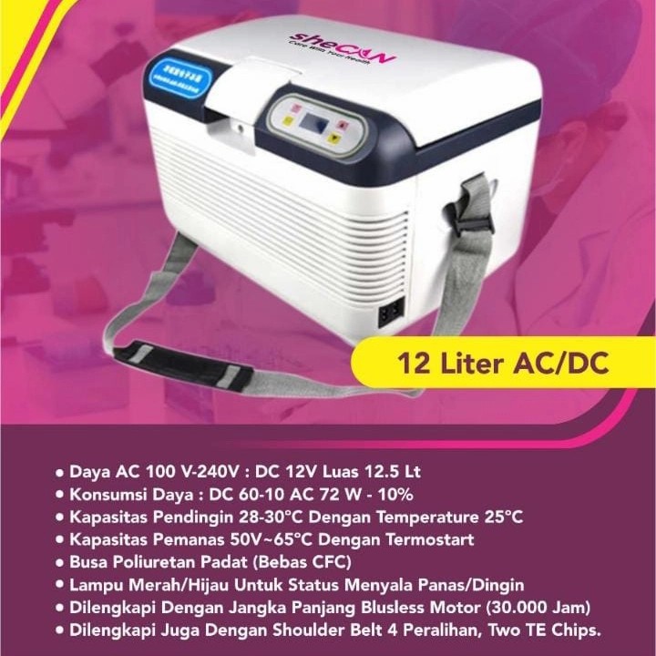 Cool Box Caccine AC/DC 12 L Box Vaksin AC/DC 12 Liter Shecan