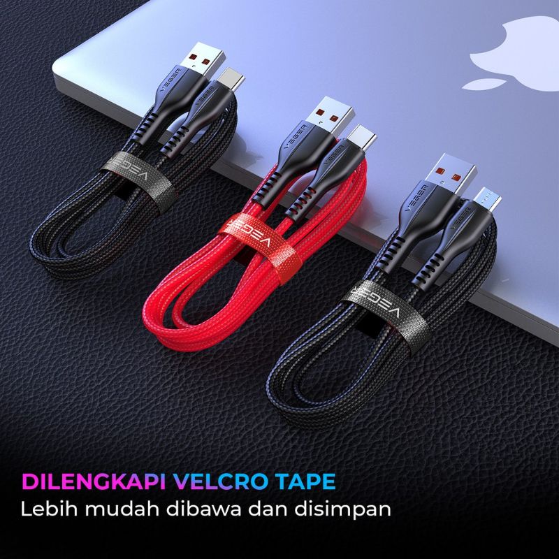 (V118) Kabel Data Micro Usb 3A Quick Charge panjang 1 meter By Veger