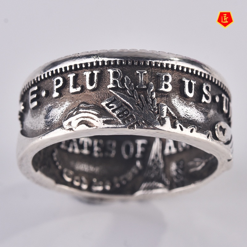 [Ready Stock]Retro 925 Silver Morgan Coin Ring