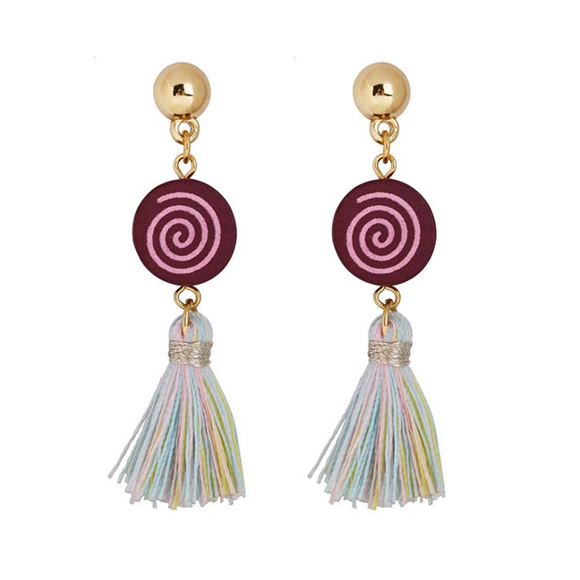 LRC Anting Fashion Color Log Tassel Line Earrings F69581