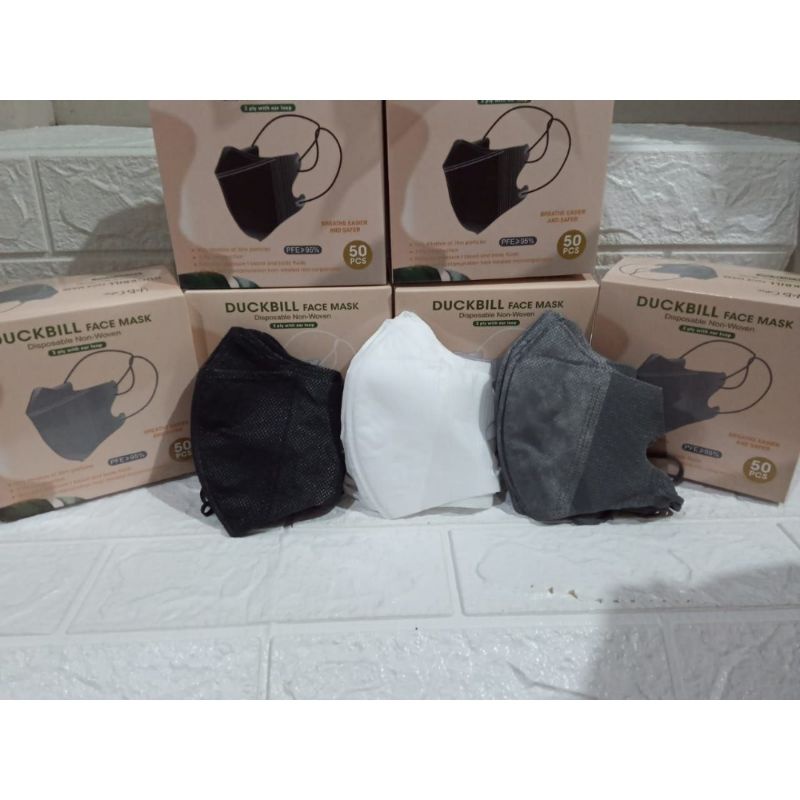 Masker Duckbill Hijab Face Mask Garis Sensi 3 Ply isi 50 Pcs Headloop Rainbow Duckbill Face Mask