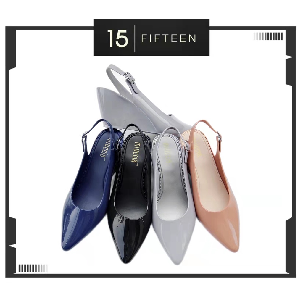 15 SHOP --- Sepatu Tali Wedges Wanita Glossy Tinggi Jelly Shoes Wanita / Miuccia