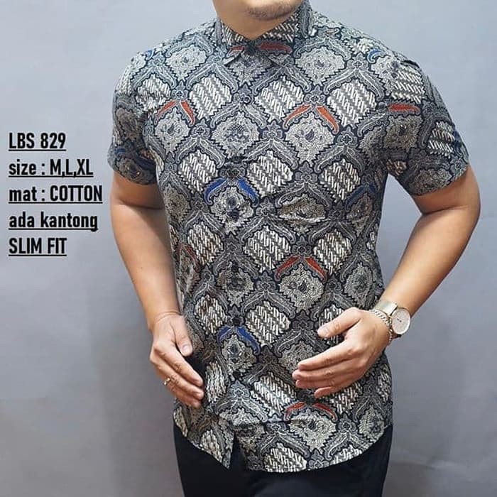 KEMEJA SLIM FIT PRIA BATIK SLIMFIT REAL PICT ORIGINAL LUIGI BATANI LS529