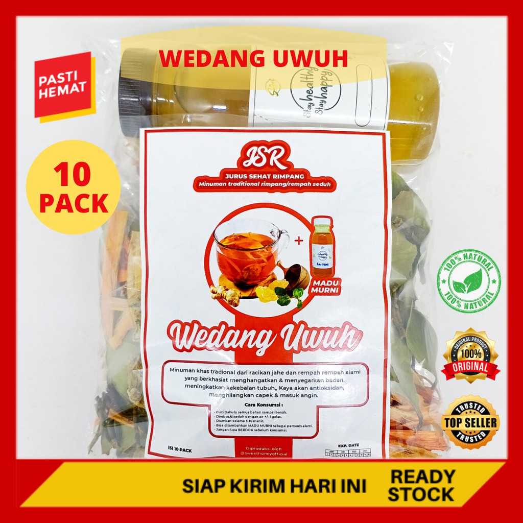 

PAKET JSR Wedang Uwuh Celup Instan Asli Jogja Kemasan 10Pck Plus Madu Murni dan Jahe