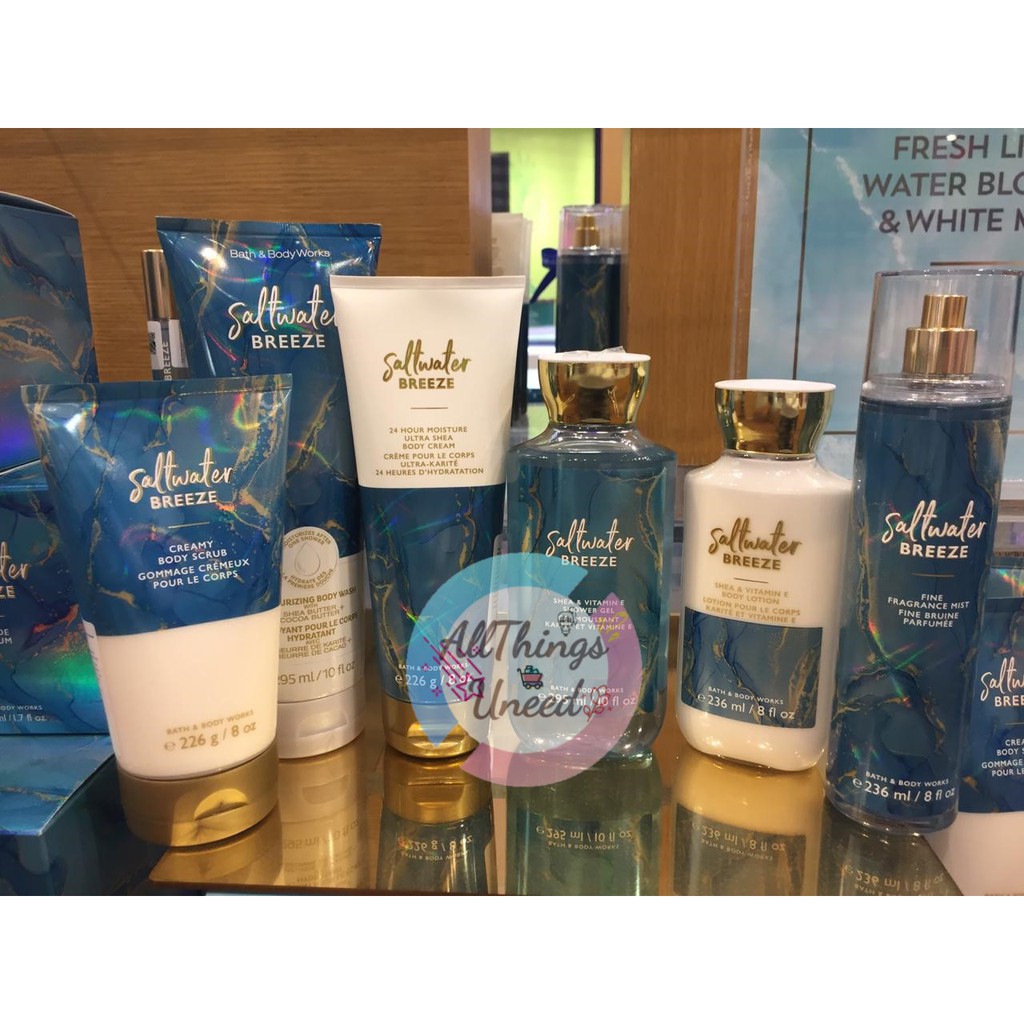 BATH AND BODY WORKS BBW SALTWATER BREEZE BODY MIST BODY LOTION SHOWER GEL BODY CREAM BODY SCRUB