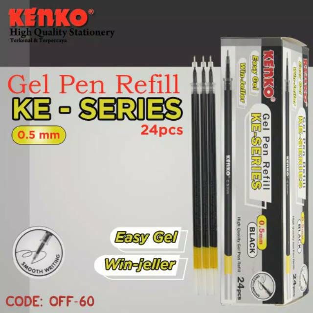 

Isi Pulpen Gel / refill kenko gel 0.5mm KE-Series Tinta Hitam ( 1 pcs )