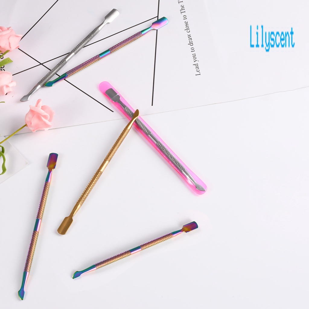 Pusher Kutikula Kepala Ganda Bahan Stainless Steel Anti Karat Untuk Rumah