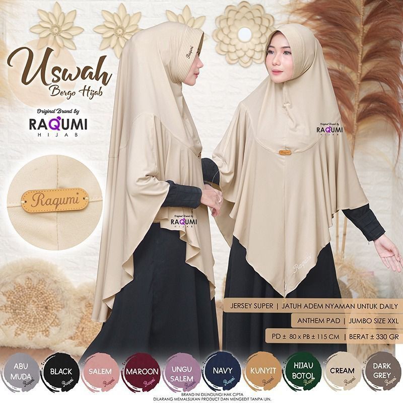 USWAH ORIGINAL RAQUMI HIJAB | JILBAB JUMBO RAQUMI | JILBAB JUMBO XXL | JILBAB JUMBO JERSEY