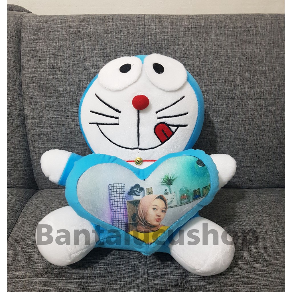 Boneka Doraemon Love Ukir Nama/ Foto 40CM Kado Unik Proses Cepat