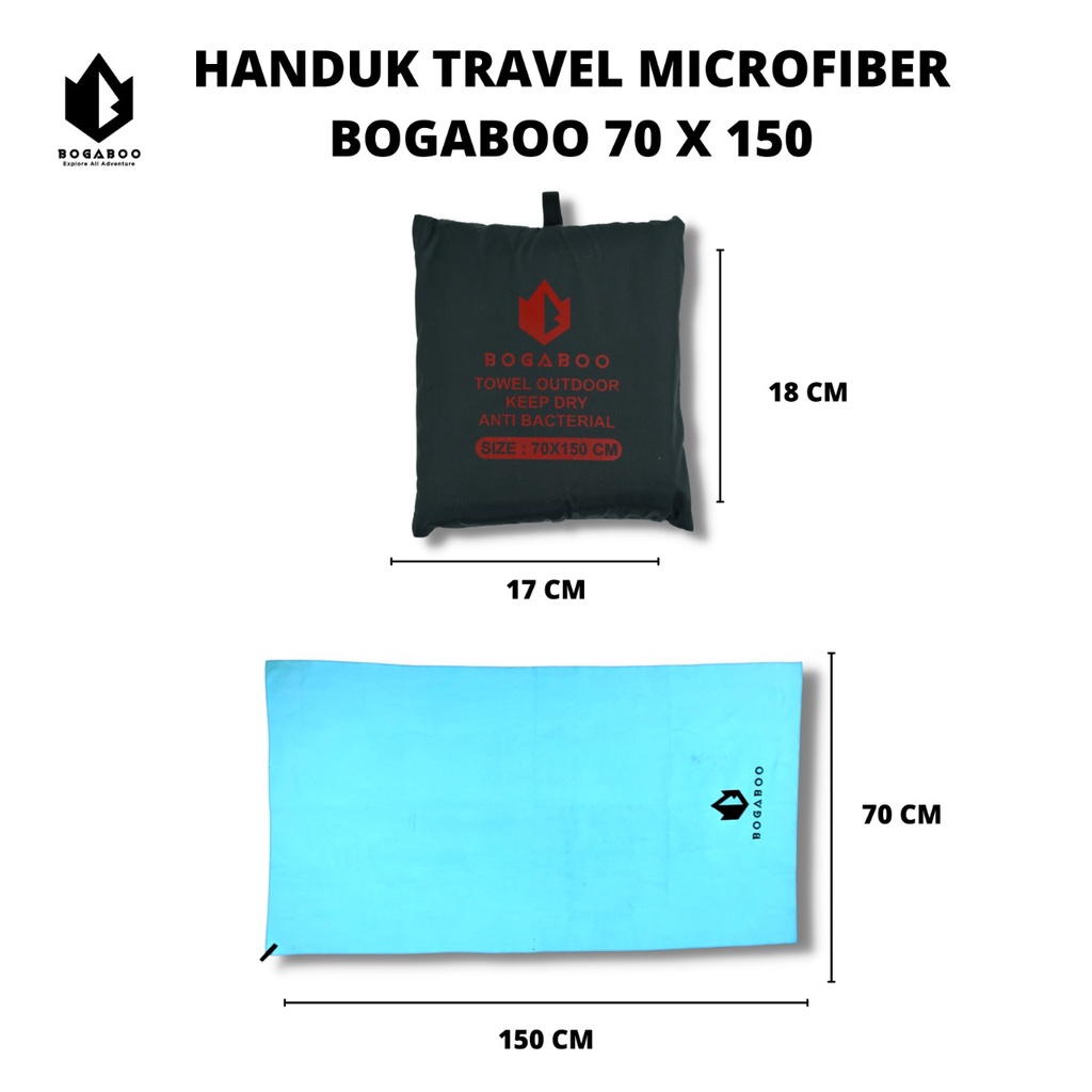 Towel Bogaboo 70x150 - Handuk Traveling - Handuk Renang - Travel Towel - HANDUK MICROFIBRE - HANDUK FASTDRY