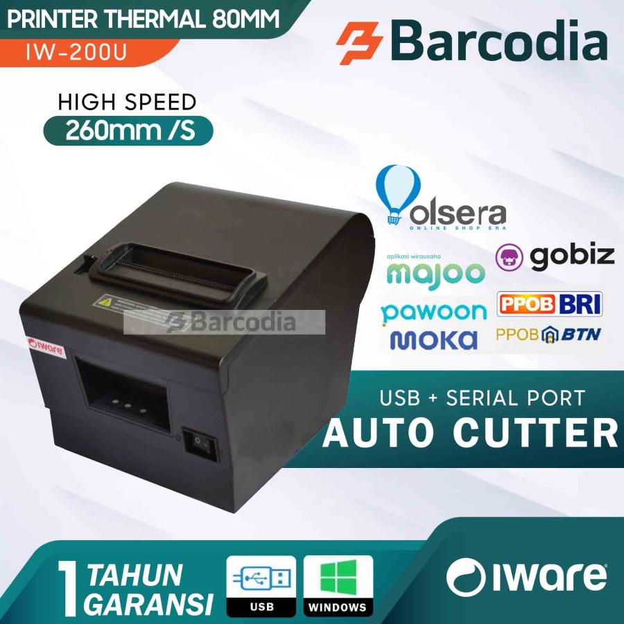 Iware Printer Thermal 80MM IW-200U -  AUTO CUTTER USB + RS232 SERIAL