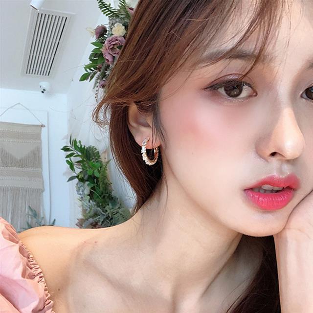 Sterling silver jarum Korea ins sederhana gaya serbaguna Zircon stud anting-anting perempuan Korea g