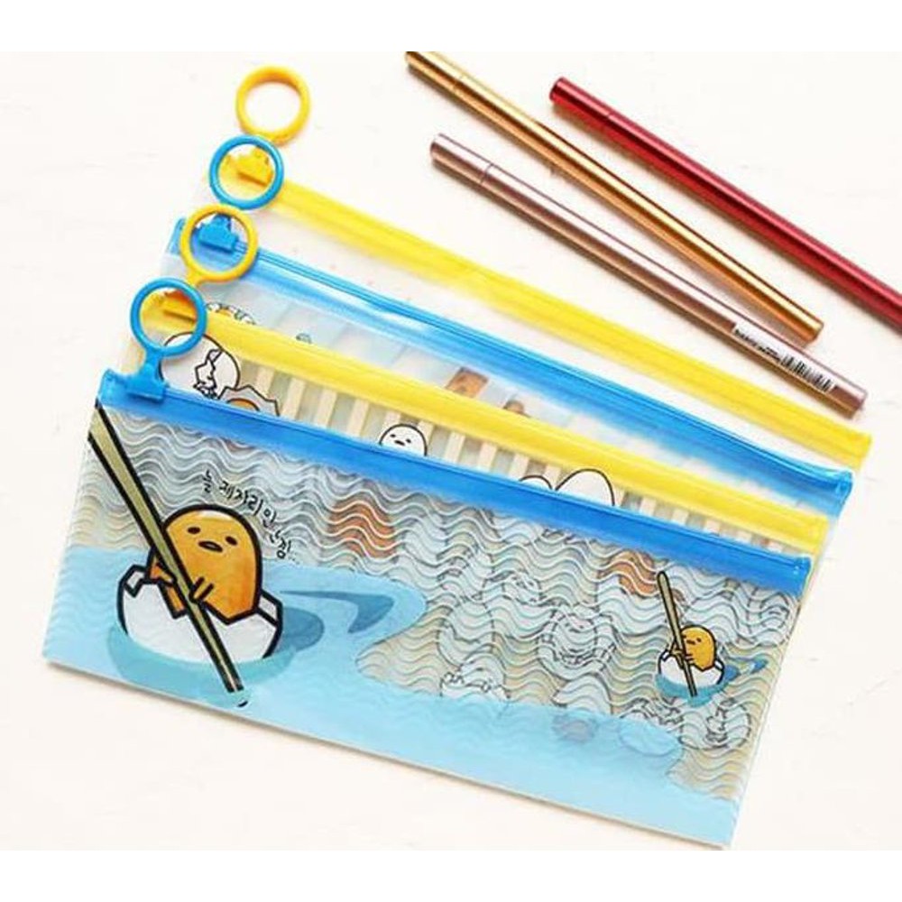 

JKP03 Organizer Pouch Tempat Pensil Transparan Gudetama Pvc Pencil Case ATK Karakter