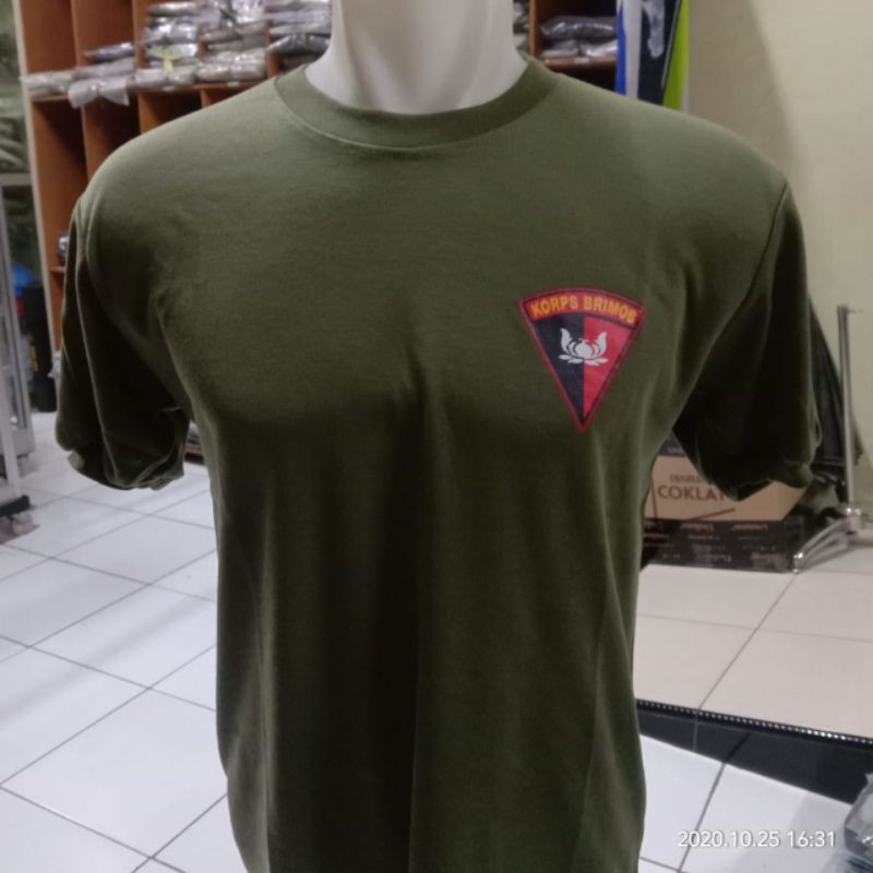 Kaos oblong Brimob segitiga warna hijau |Kaos dalaman Brimob hijau lengan pendek|Kaos brimob