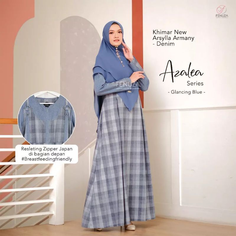 Gamis Dewasa Azalea Series warna Glancing Blue by Fenuza