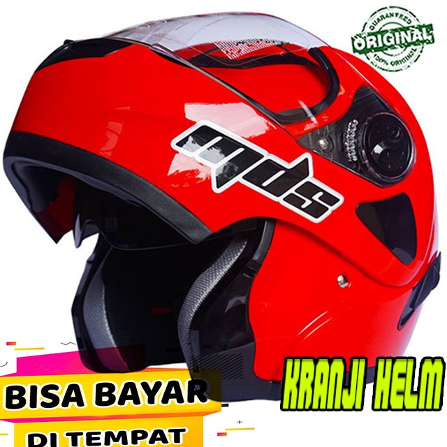 Helm / Helm fullface / Helm modular / Helm mds pro rider solid fire red terlaris
