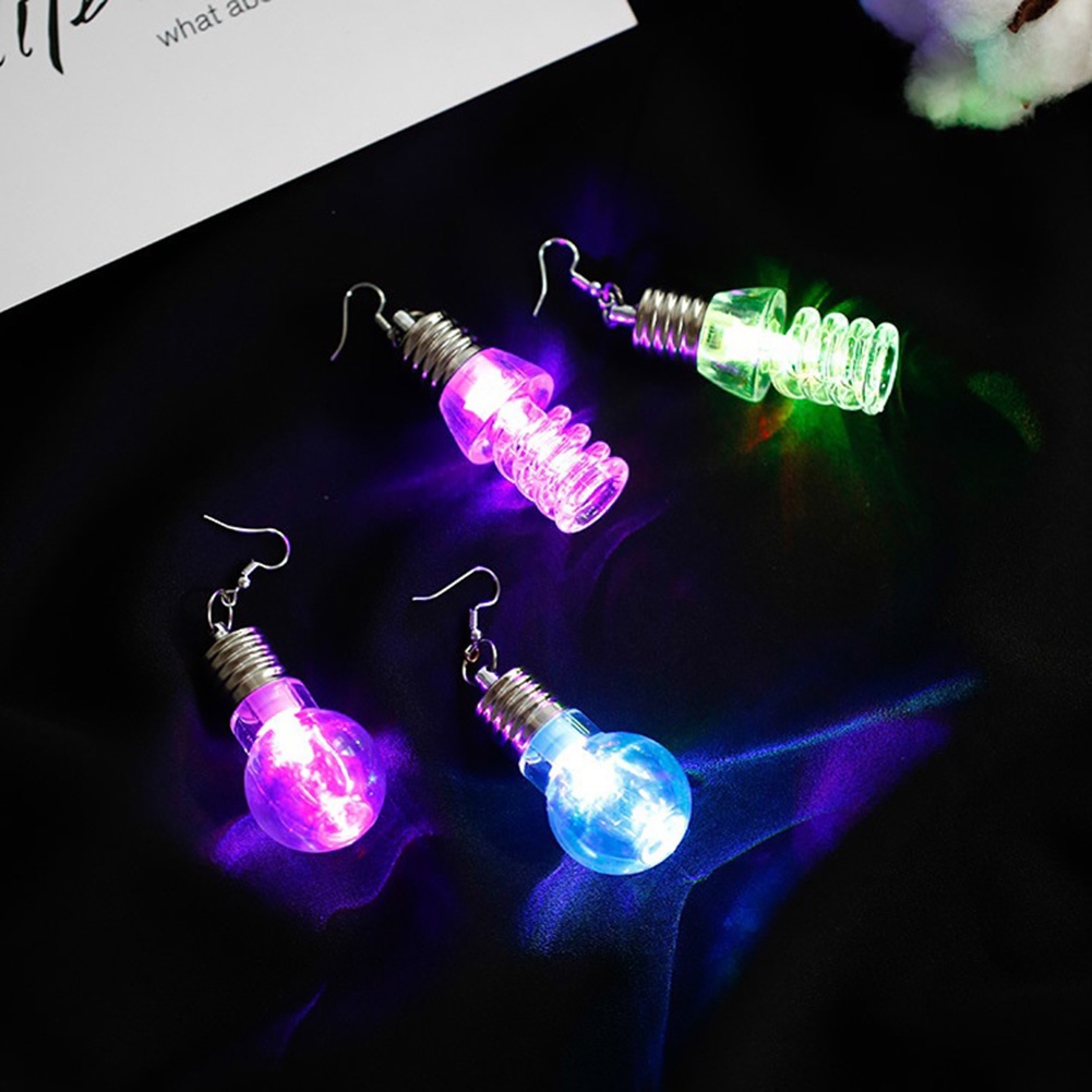 Hu Hu Hu Hu Hu Alat Bantu Pasang Kacamata♡ Anting Gantung Panjang Model Bohlam Lampu Warna-Warni Untuk Wanita