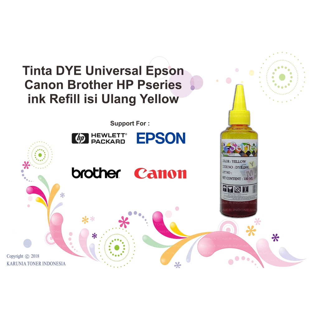 Tinta DYE Universal For Printer Epson, Canon, Brother, HP P-series ink Refill isi Ulang