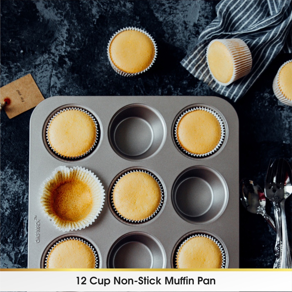 CHEFMADE Cetakan Loyang Kue Muffin Cupcake Mini Pan 12 Lubang Anti Lengket Non Stick