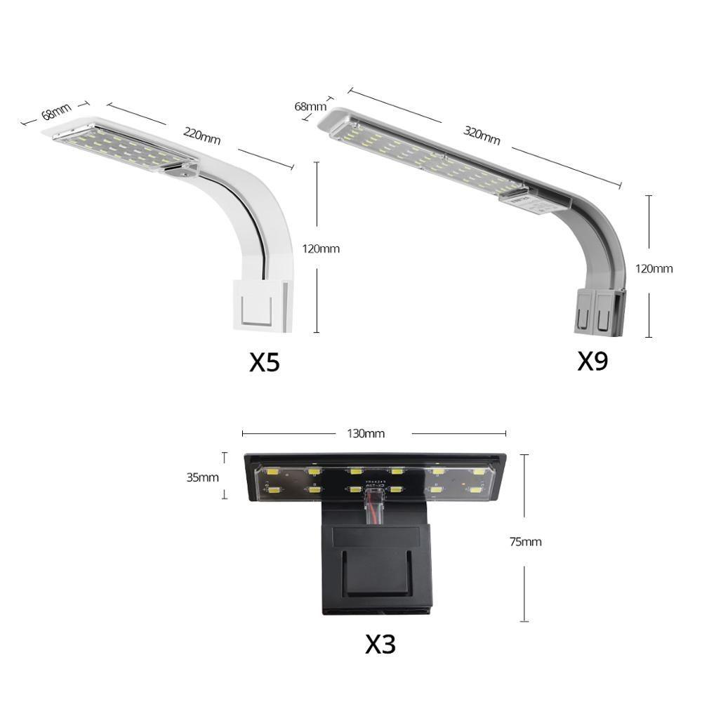 [Elegan] Lampu Tangki Ikan EU/US Plug LED Lighting Super Slim Tahan Air Lampu Clip-on Lampu Aquarium