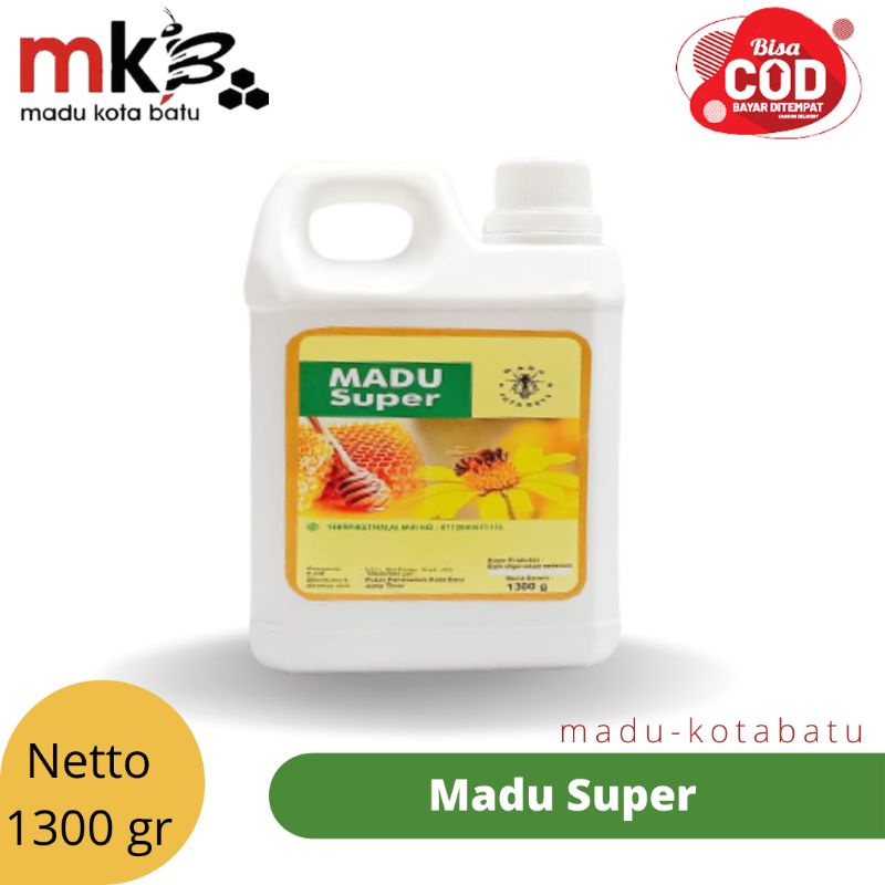 

Madu Kota Batu | Madu Asli Murni Super 3IN1 (Madu Murni + Beepollen dan Royal Jelly) 1300 gram Kemasan Jerigen