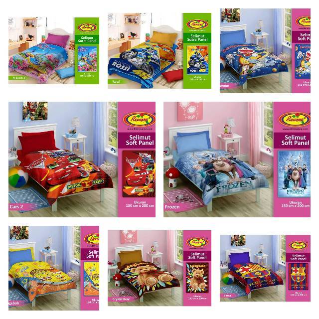 Cherry123 - SELIMUT BULU SUTRA SOFT PANEL ROSANNA 150X200 CM BESAR MOTIF DEWASA ANAK FROZEN BARCA FR